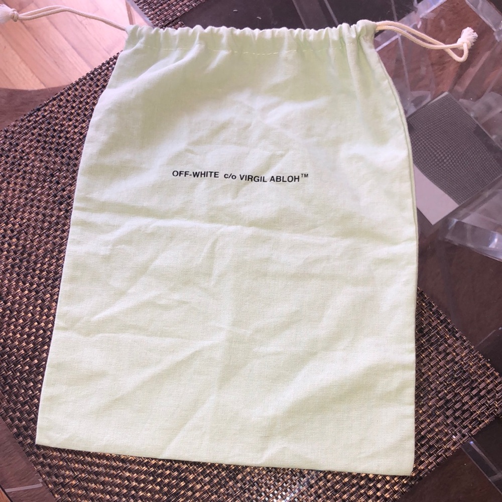 Off-White Drawstring Dust Bag in Light Lime 11.75x15 inches